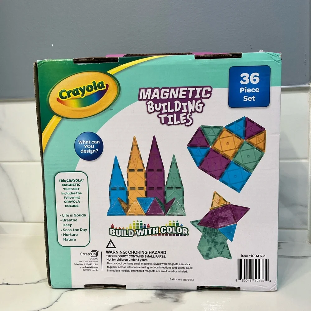 New CreateOn Crayola Colors Kindness Magnetic Tiles, Building Kids Set Ages 3/up